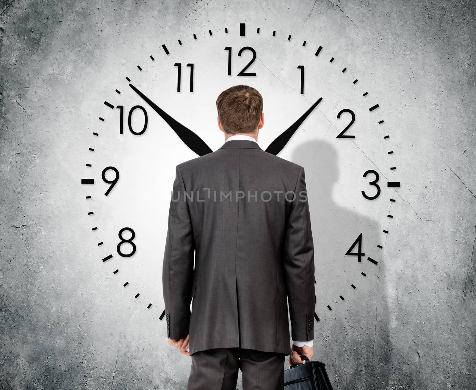 Man looking at clock  by cherezoff