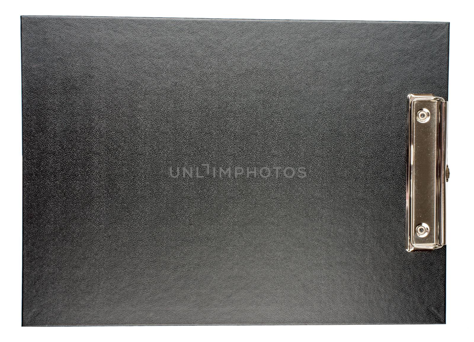 Black folder on isolated white background, closeup