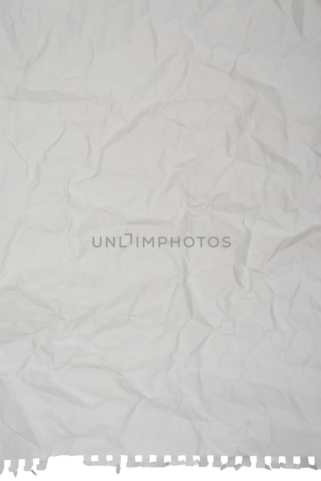Crumpled white paper on isolated white background