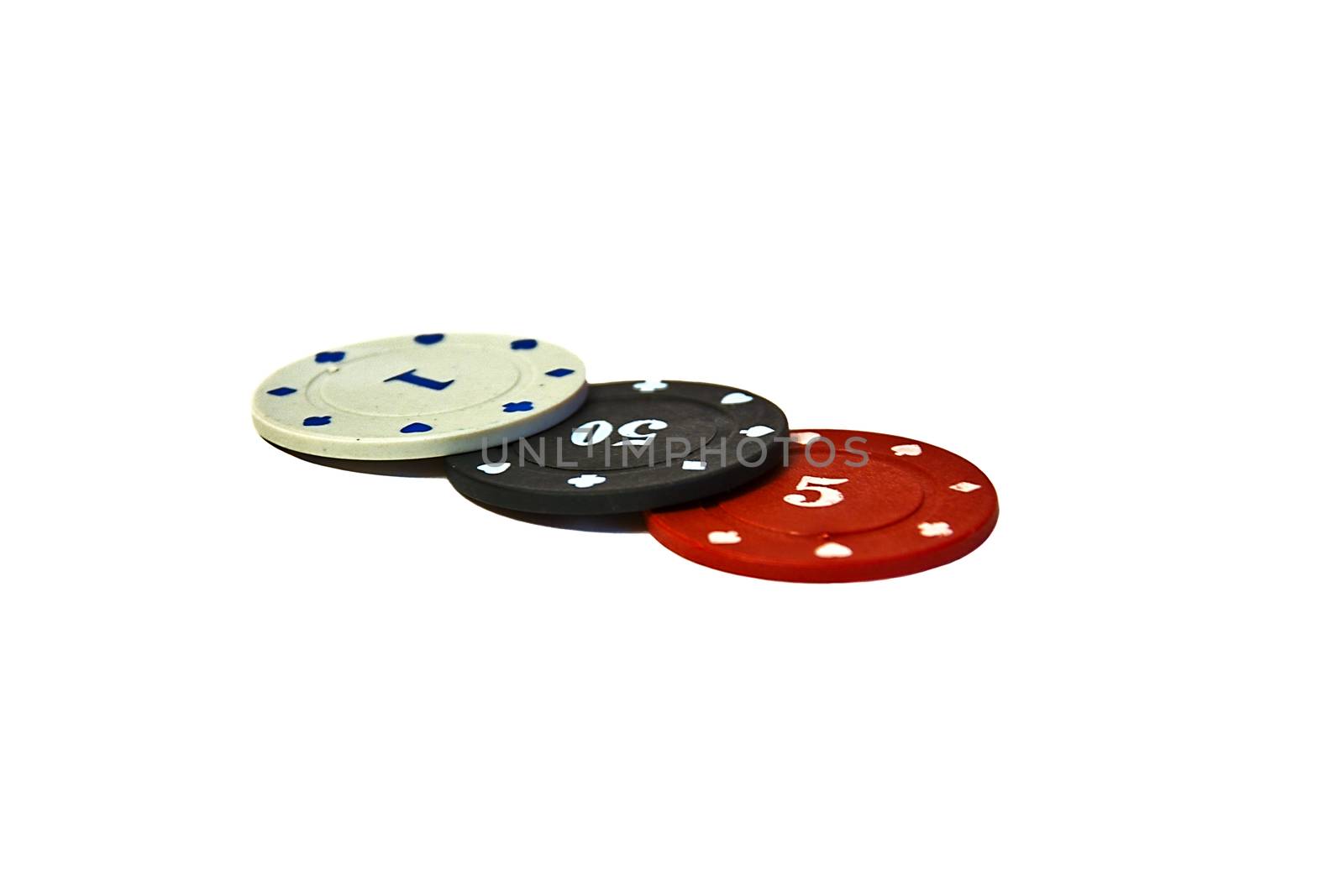 Chips for casino games on a white background by Grommik