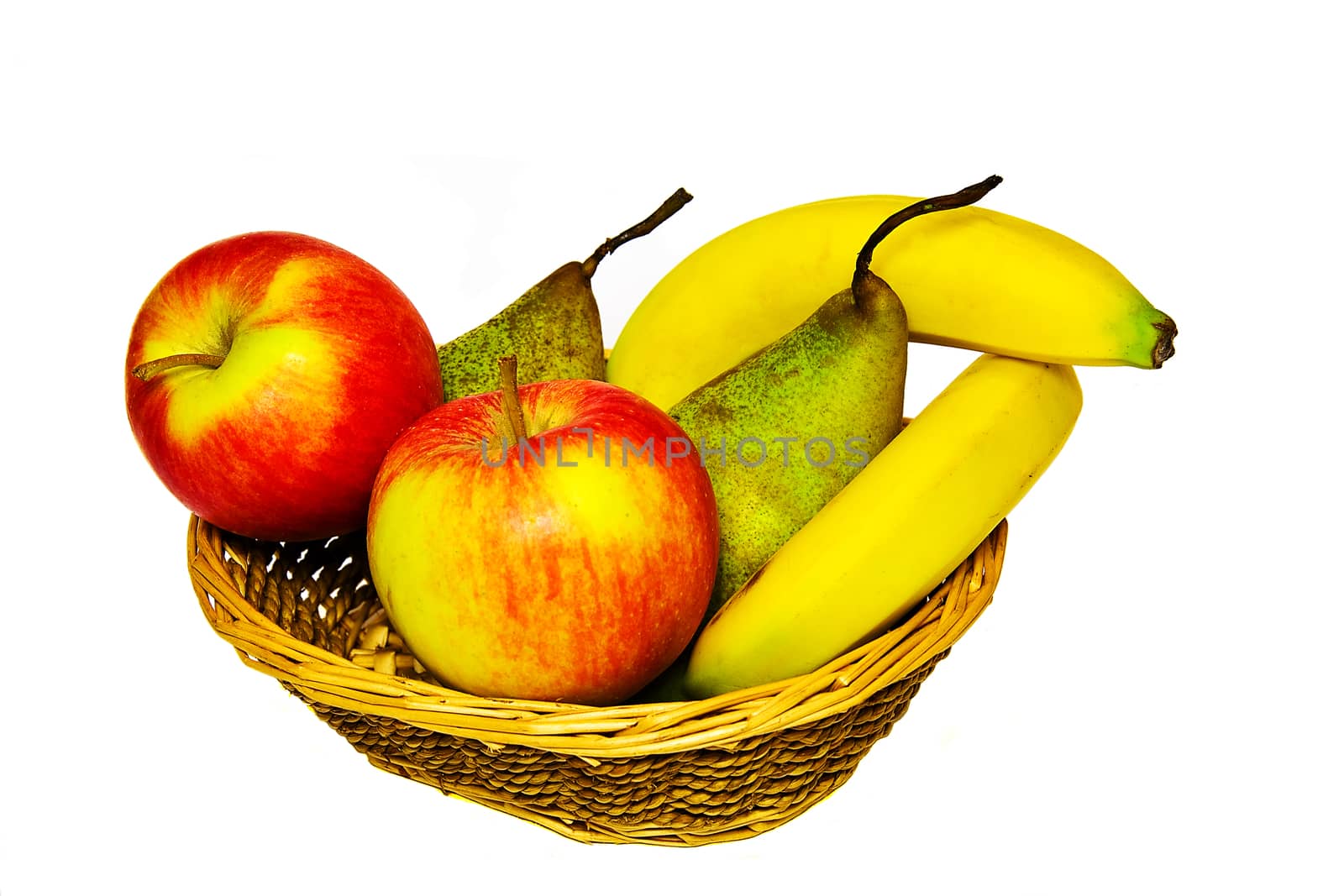 Fruits in a container made of straw by Grommik