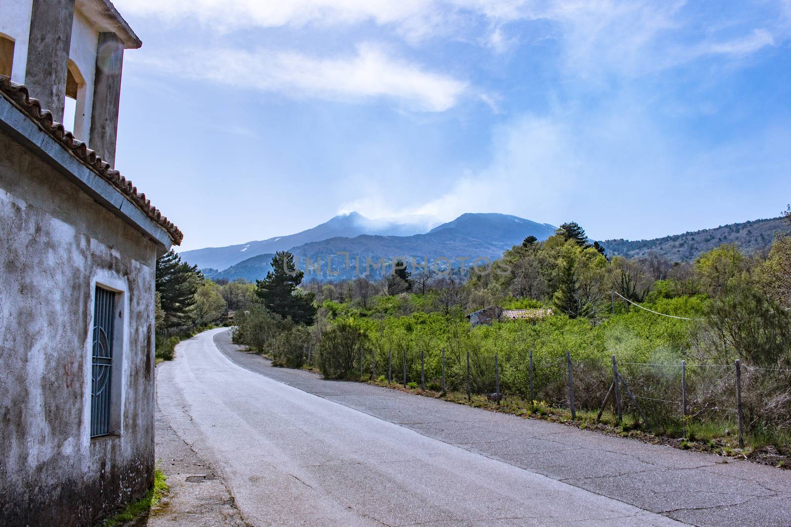 The church under volcano Etna in sicily - Italy.