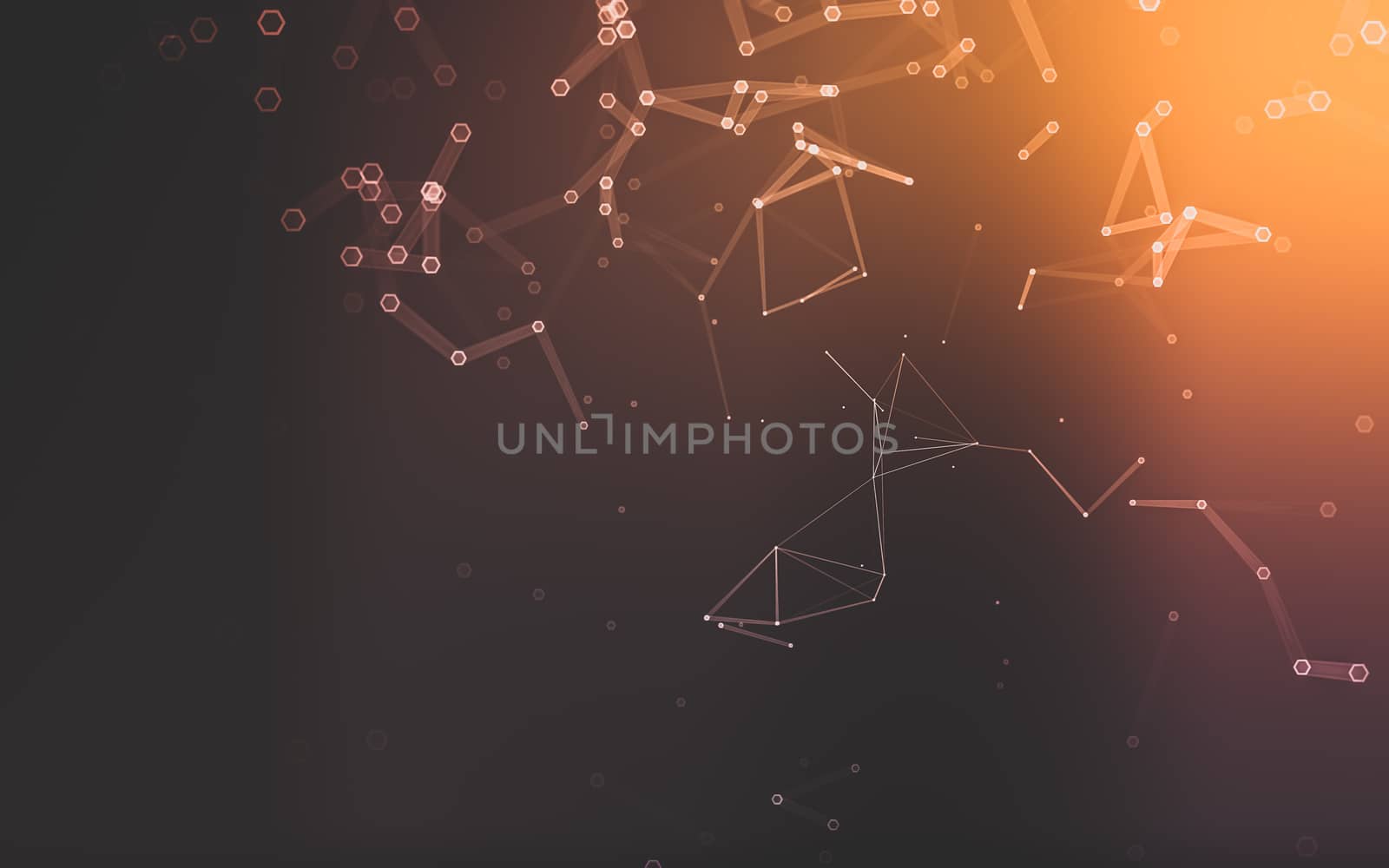 Abstract polygonal space low poly dark background with connecting dots and lines. Connection structure. 3d rendering