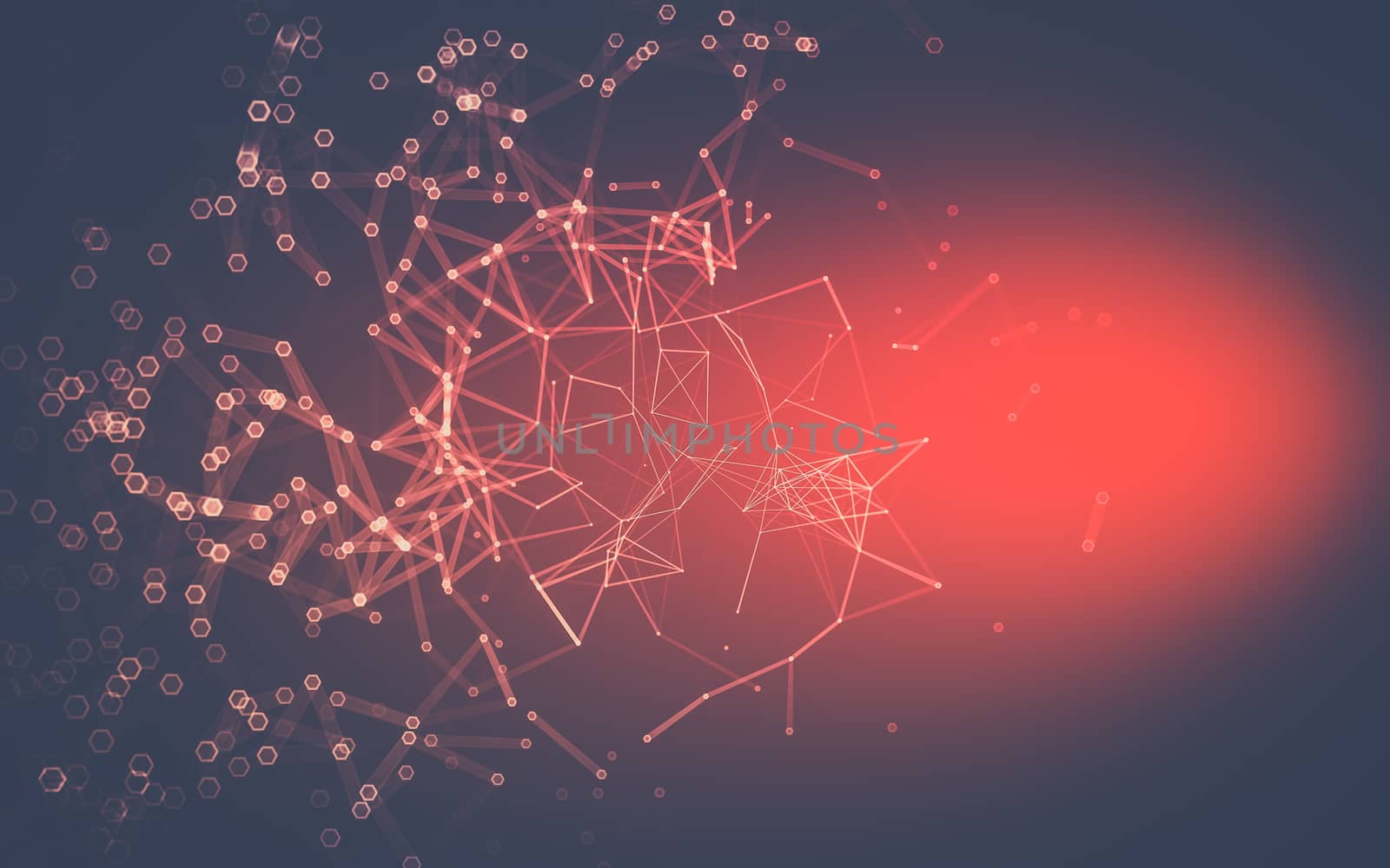 Abstract polygonal space low poly dark background with connecting dots and lines. Connection structure. 3d rendering