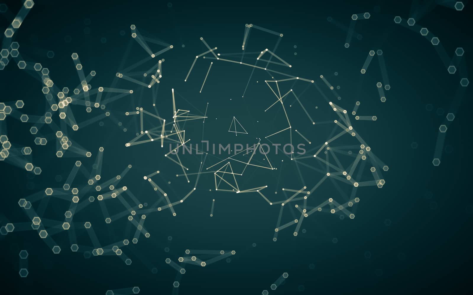 Abstract polygonal space low poly dark background, 3d rendering by teerawit