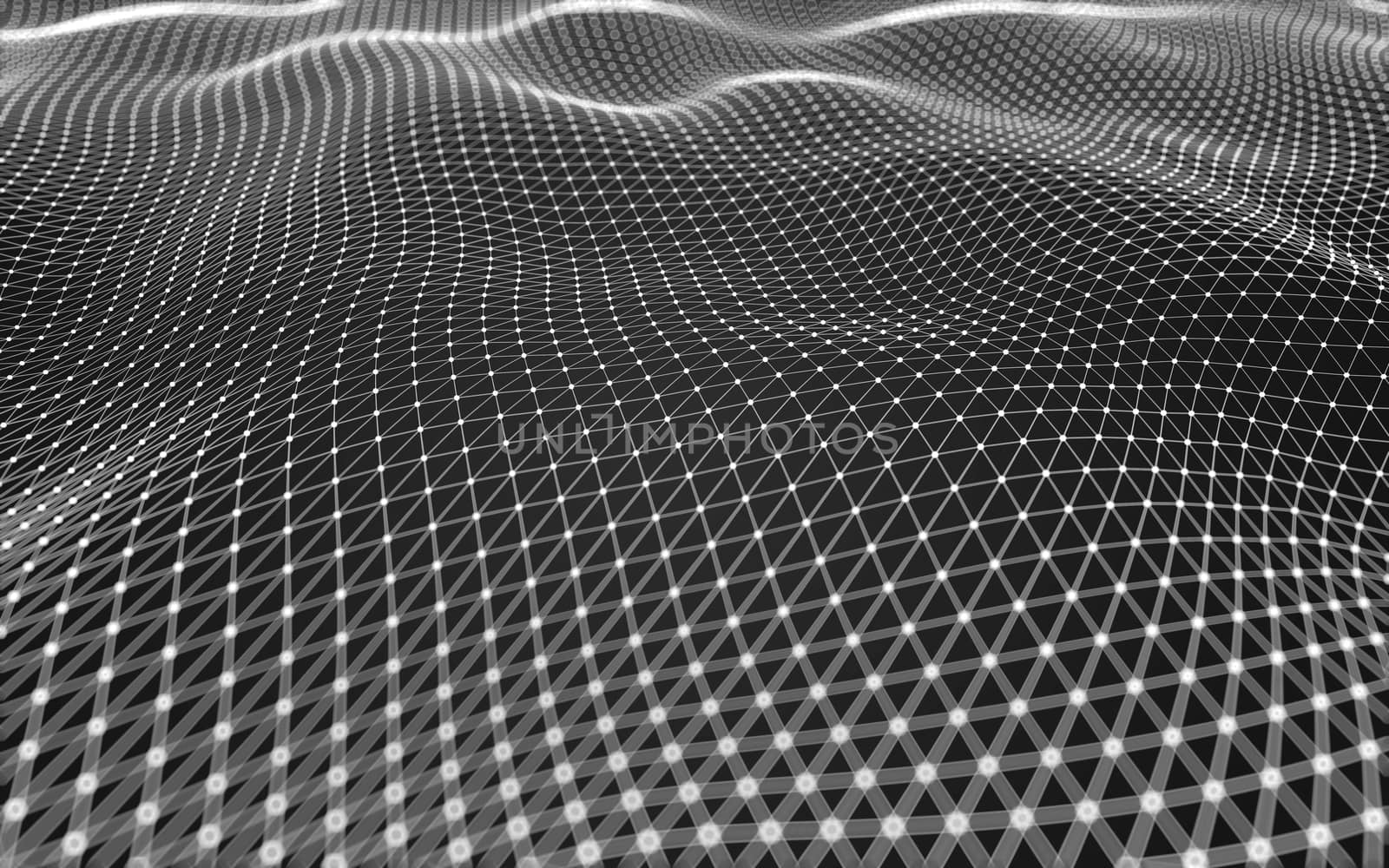 Abstract polygonal space low poly dark background with connecting dots and lines. Connection structure. 3d rendering