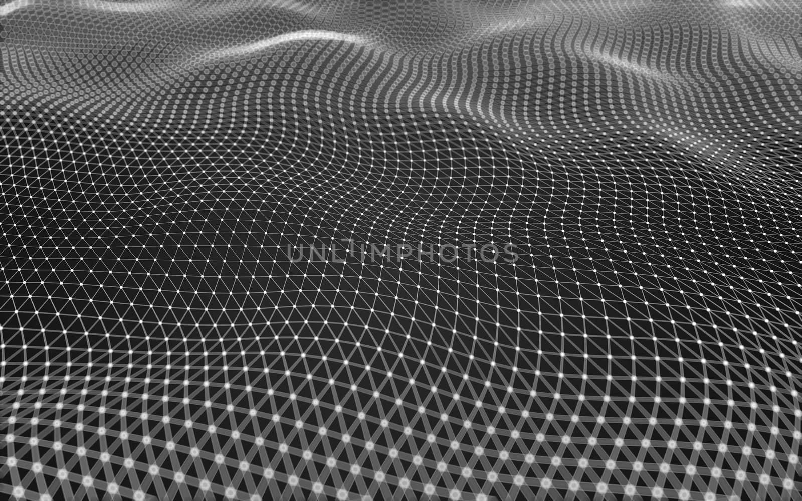 Abstract polygonal space low poly dark background with connecting dots and lines. Connection structure. 3d rendering