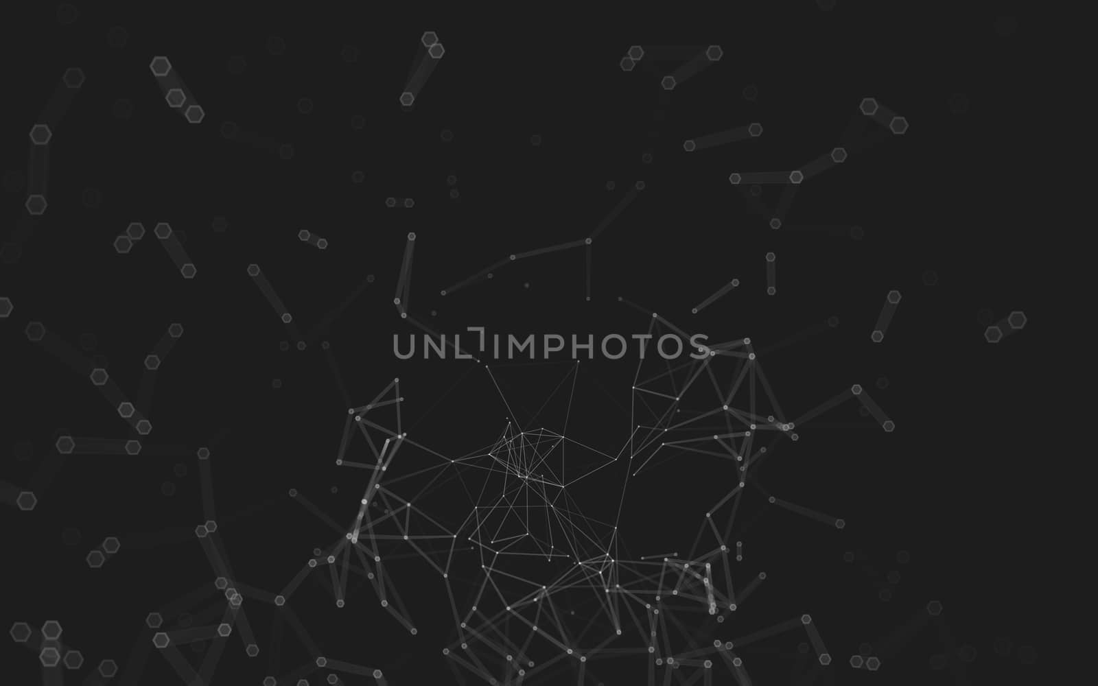 Abstract polygonal space low poly dark background with connecting dots and lines. Connection structure. 3d rendering