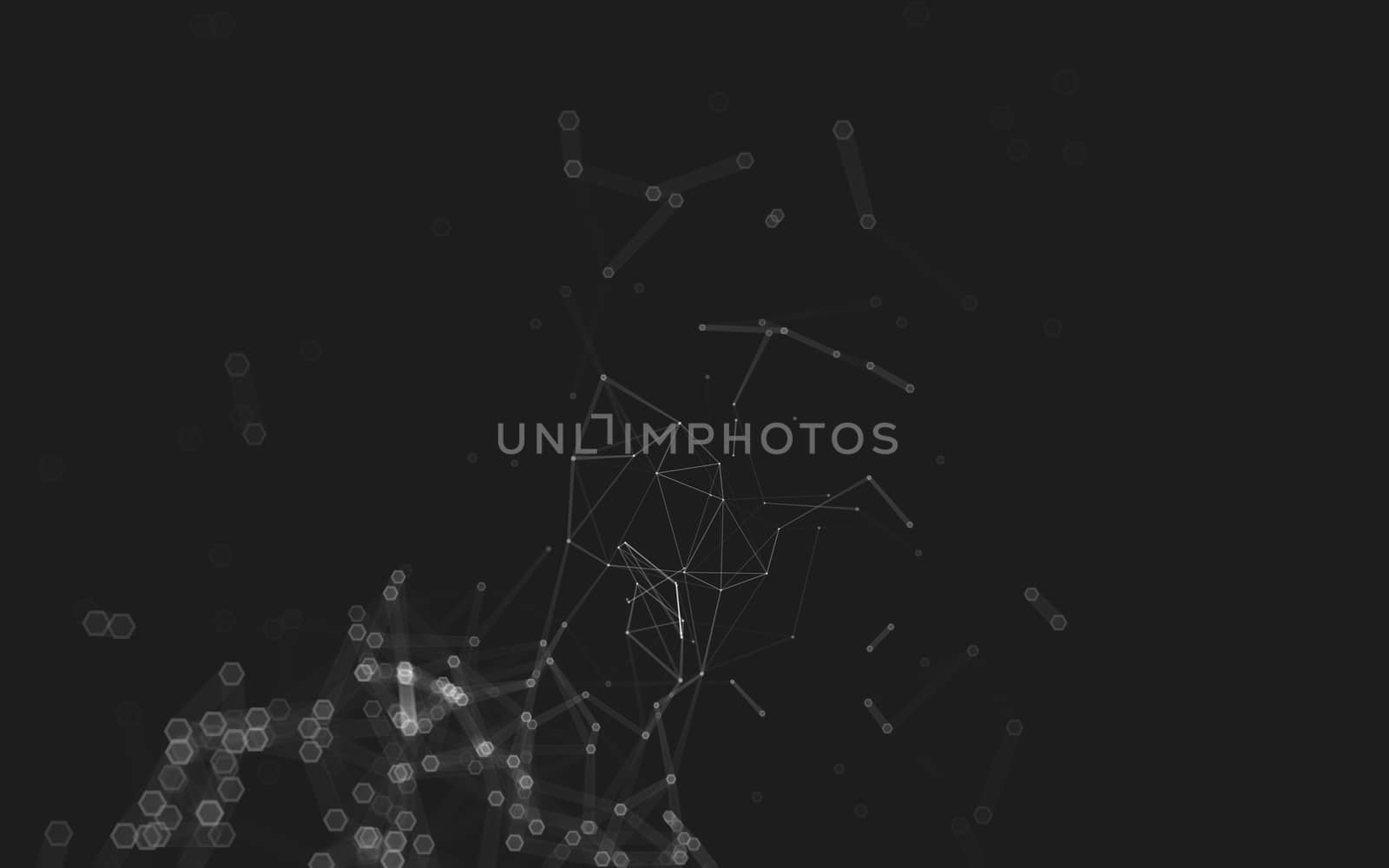 Abstract polygonal space low poly dark background with connecting dots and lines. Connection structure. 3d rendering