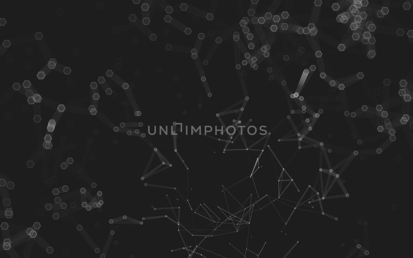 Abstract polygonal space low poly dark background with connecting dots and lines. Connection structure. 3d rendering