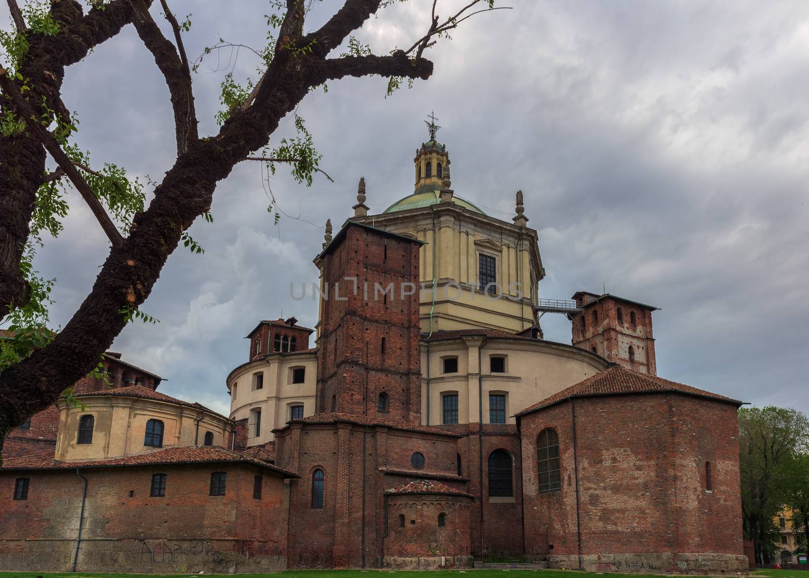 Saint Lawrence (San Lorenzo) Cathedral back side in Milan,Italy.