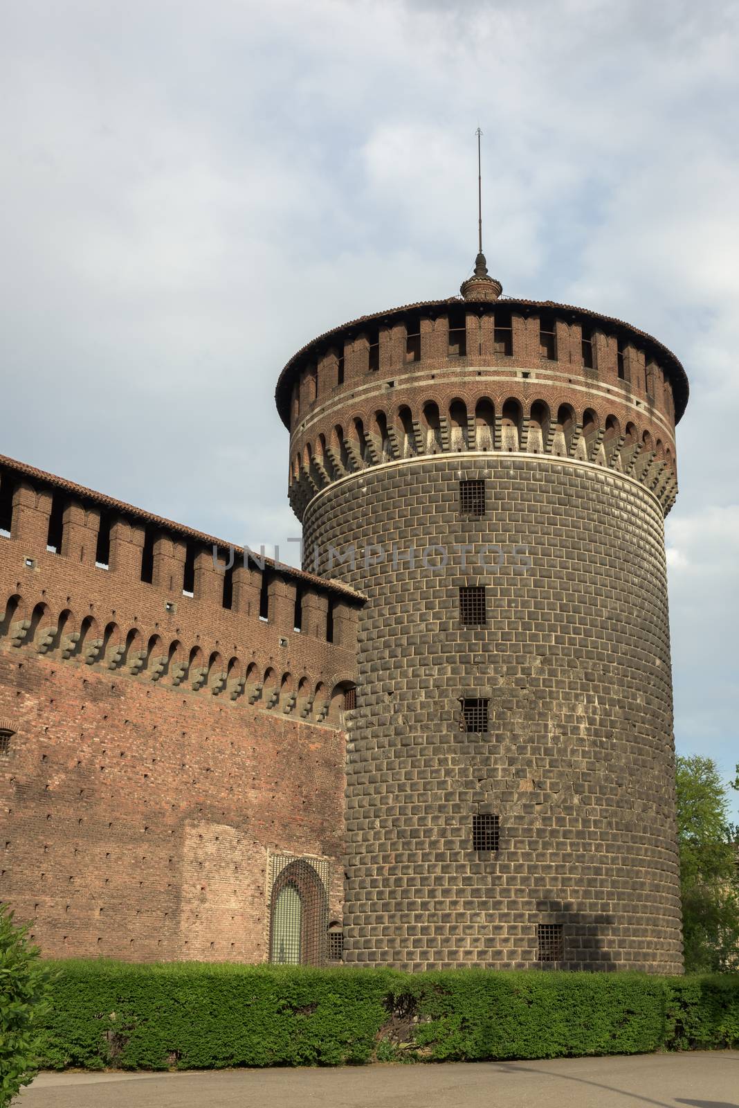 The Outer Wall of Castello Sforzesco (Sforza Castle) in Milan, Italy