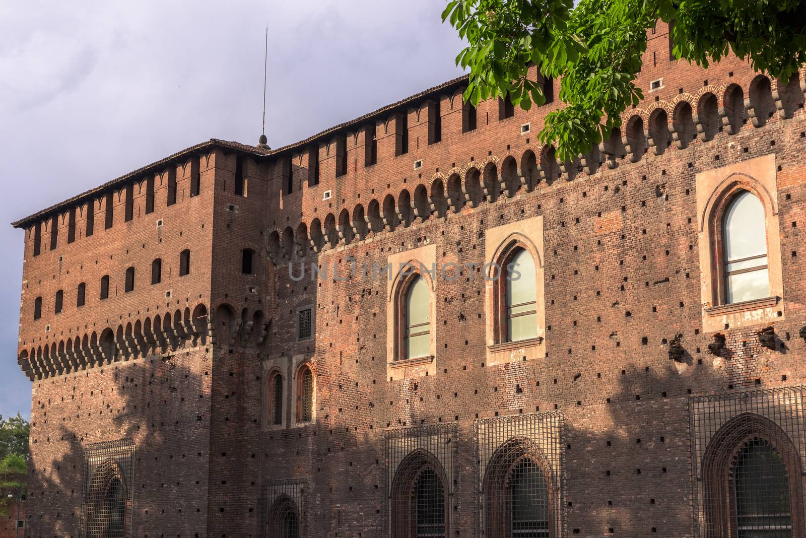 The Outer Wall of Castello Sforzesco (Sforza Castle) in Milan, Italy