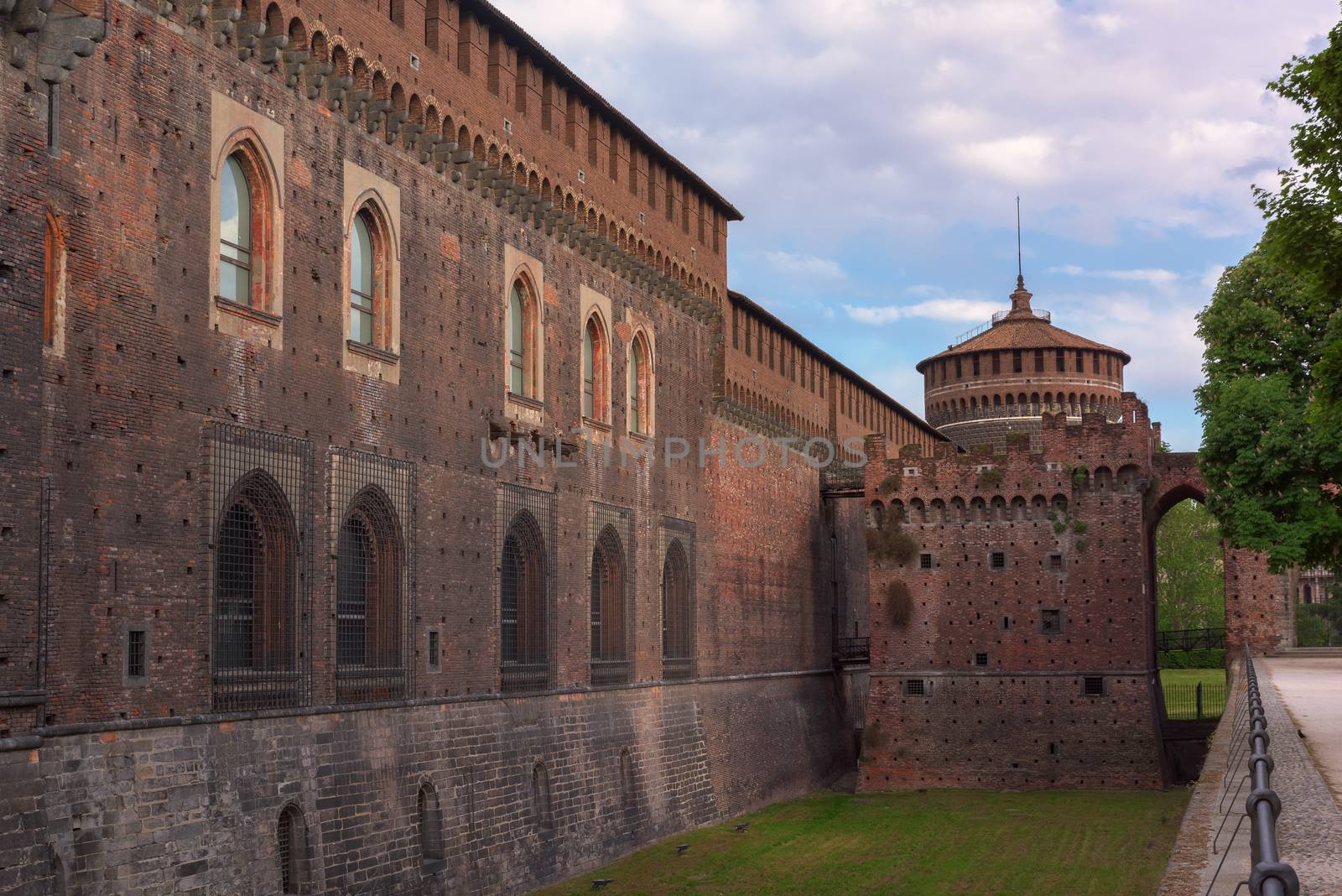 Sforza Castle and garden outside by Robertobinetti70