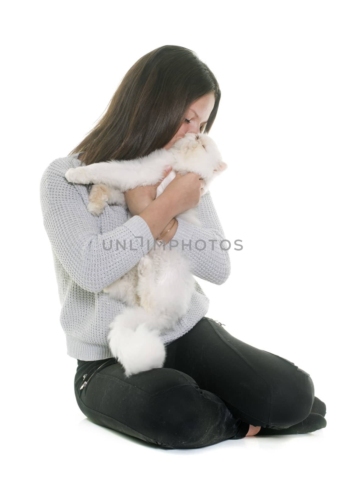 white persian cat and teenager by cynoclub
