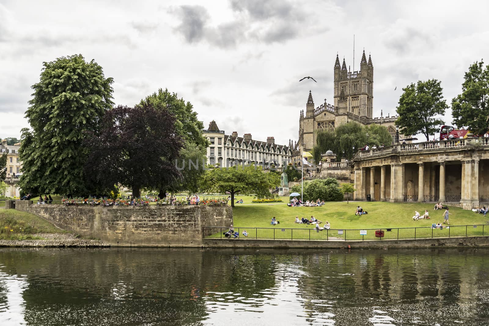 BATH - JULY 18: View of the Empire Hotel on River Avon on July 18, 2015 in Bath, England