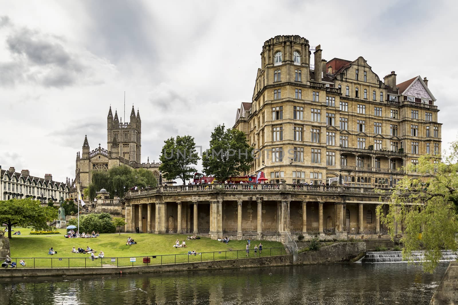 BATH - JULY 18: View of the Empire Hotel on River Avon on July 18, 2015 in Bath, England