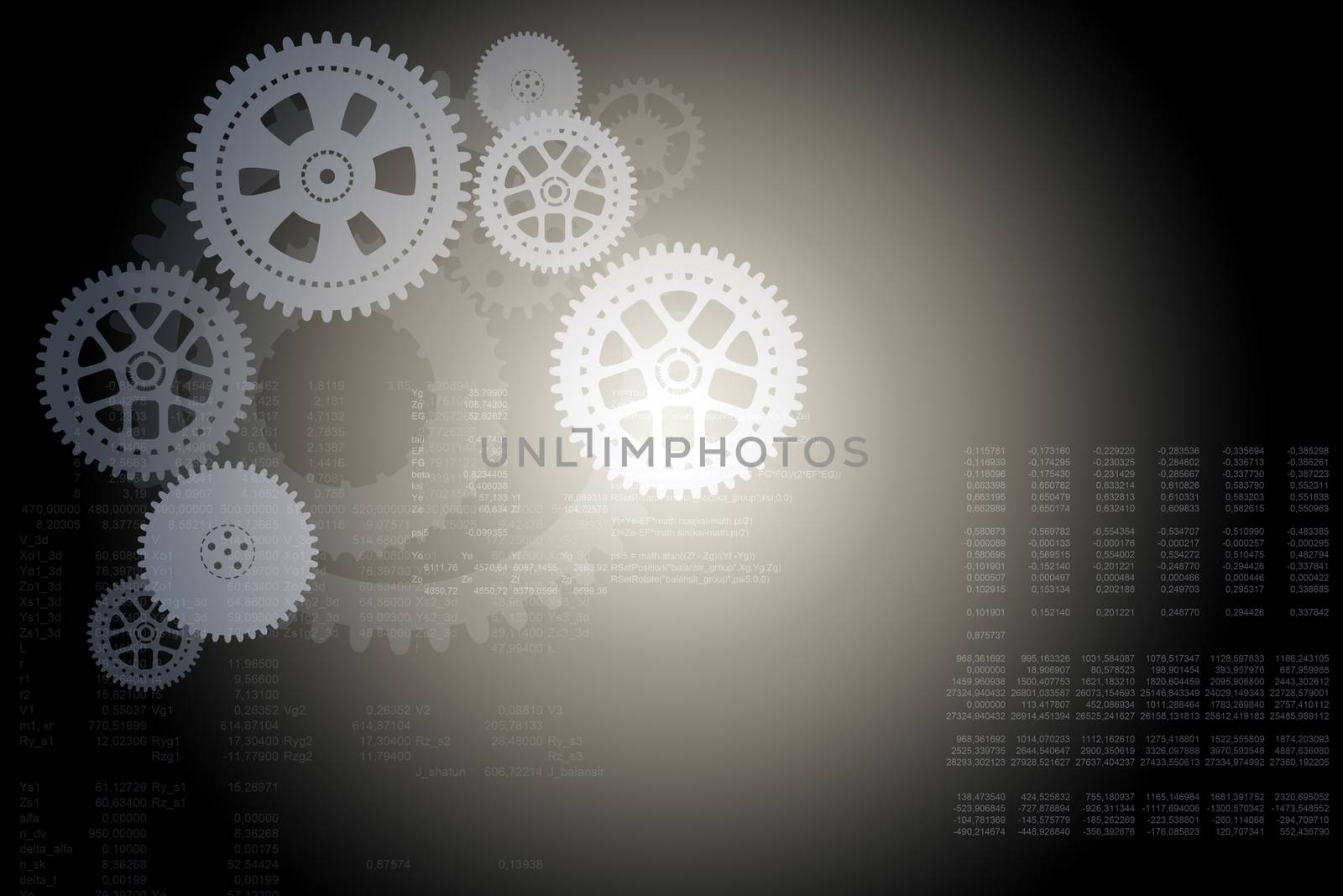 Set of abstract gear wheels on grey background