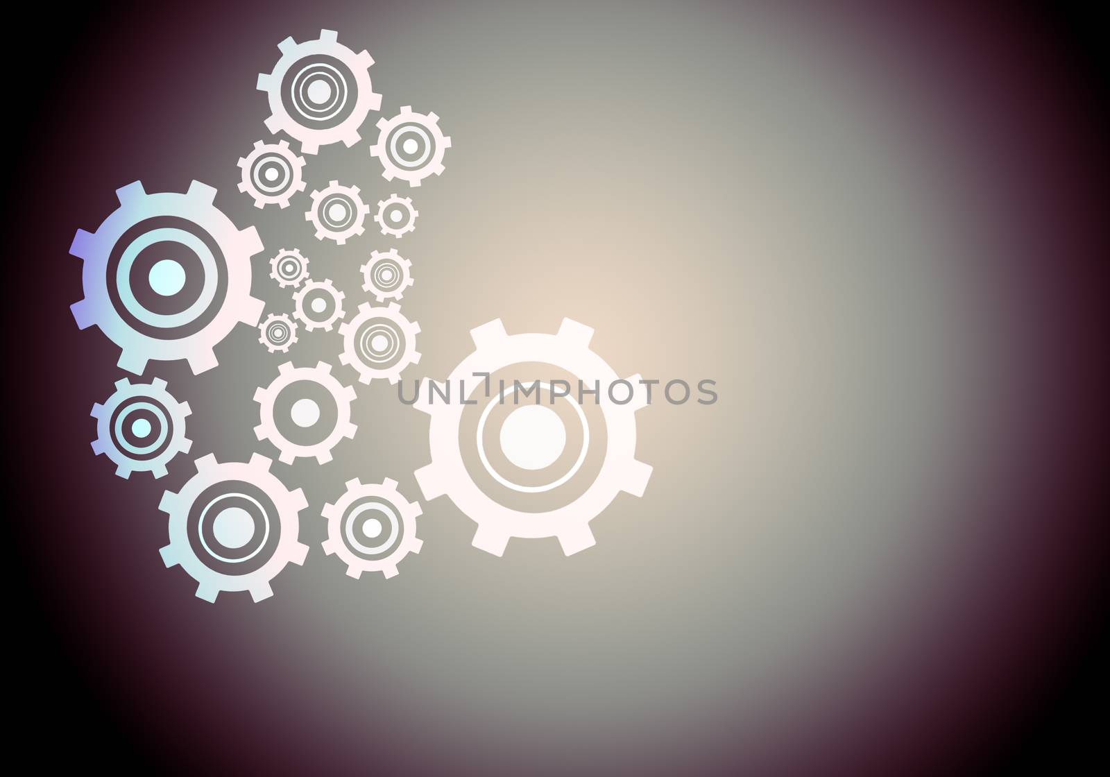 Set of abstract gear wheels on colorful background