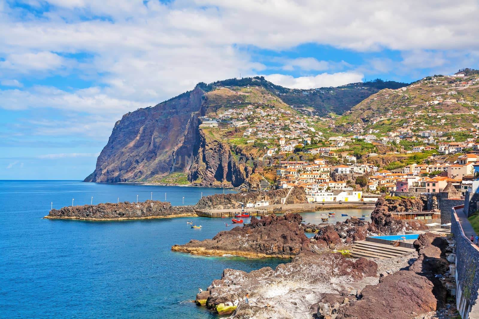 Impressive mountain Cabo Girao - view from town Camara de Lobos