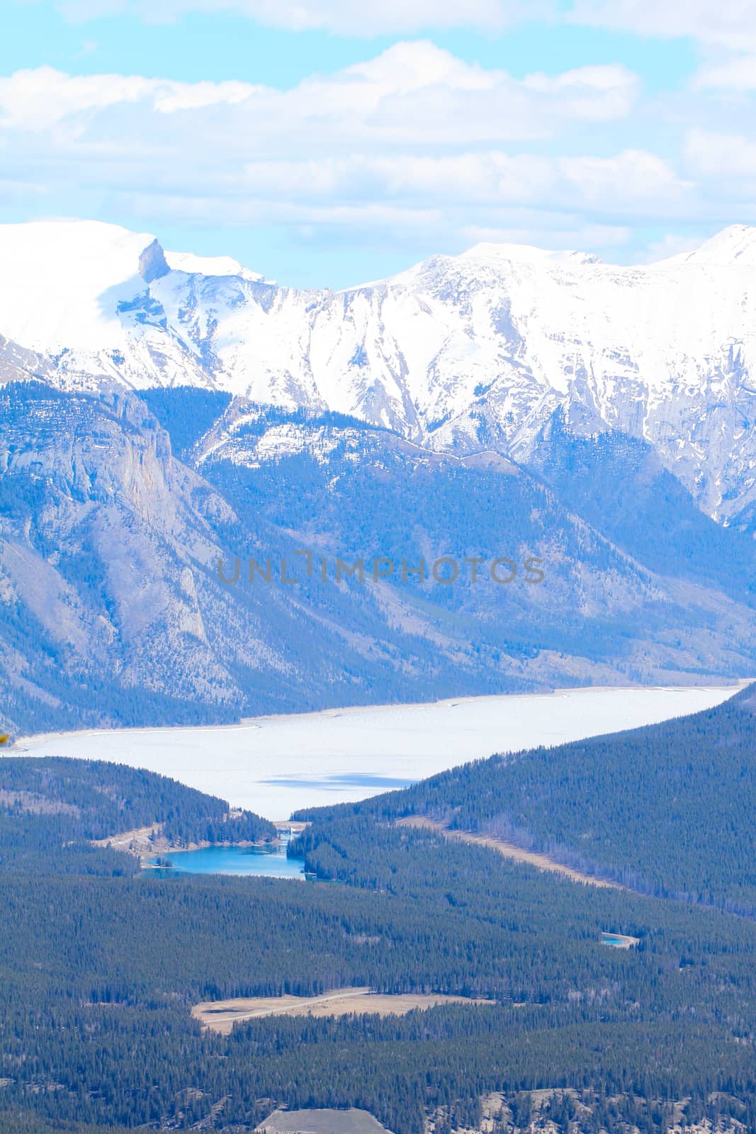 Rocky Mountains and lake view from Sulphur Mountain