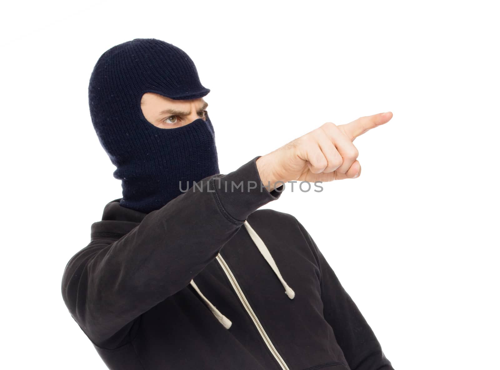 Thief in a mask, isolated on white