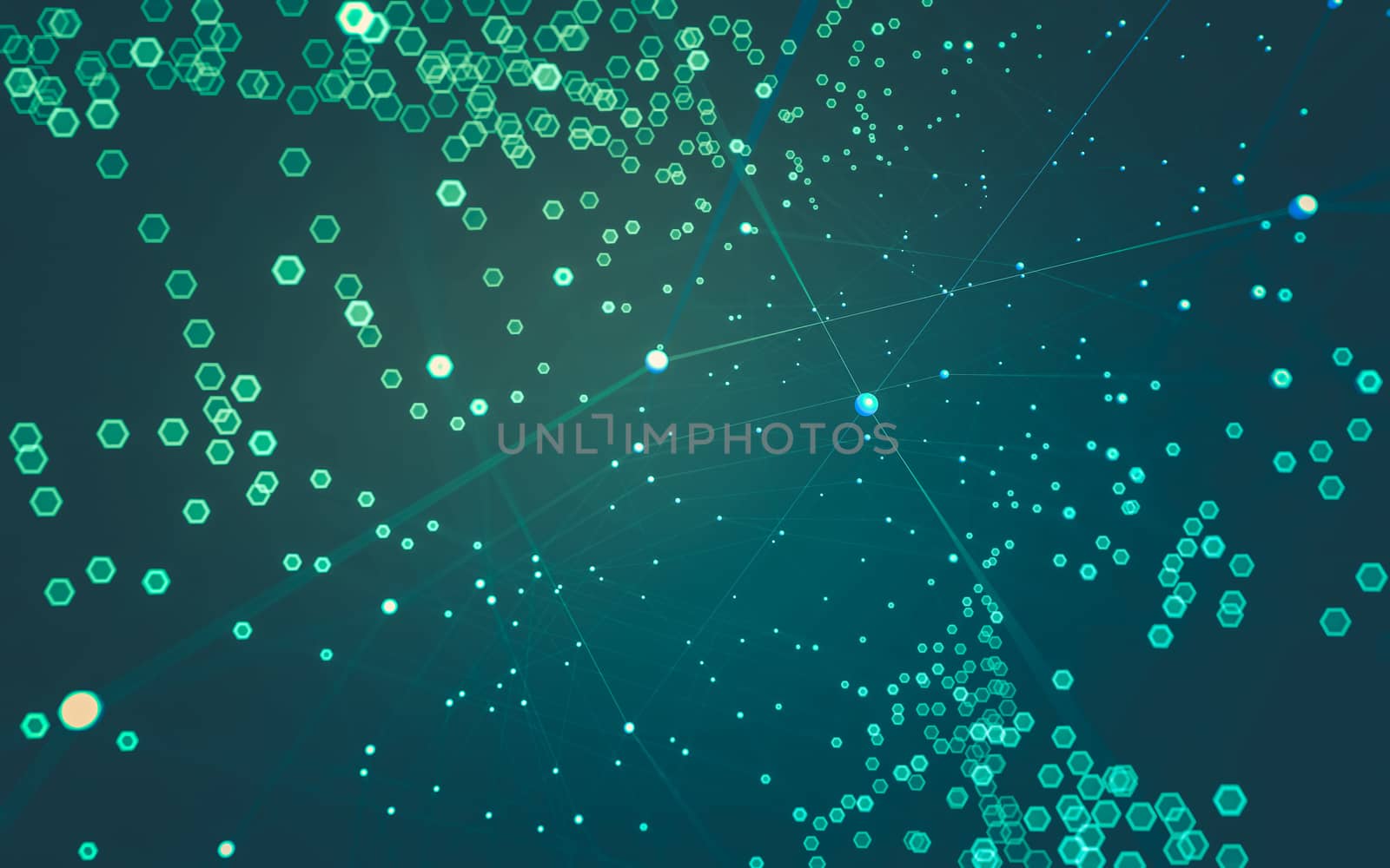 Abstract polygonal space low poly dark background with connecting dots and lines. Connection structure. 3d rendering