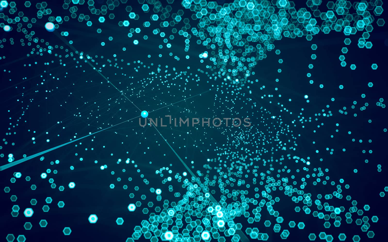 Abstract polygonal space low poly dark background with connecting dots and lines. Connection structure. 3d rendering