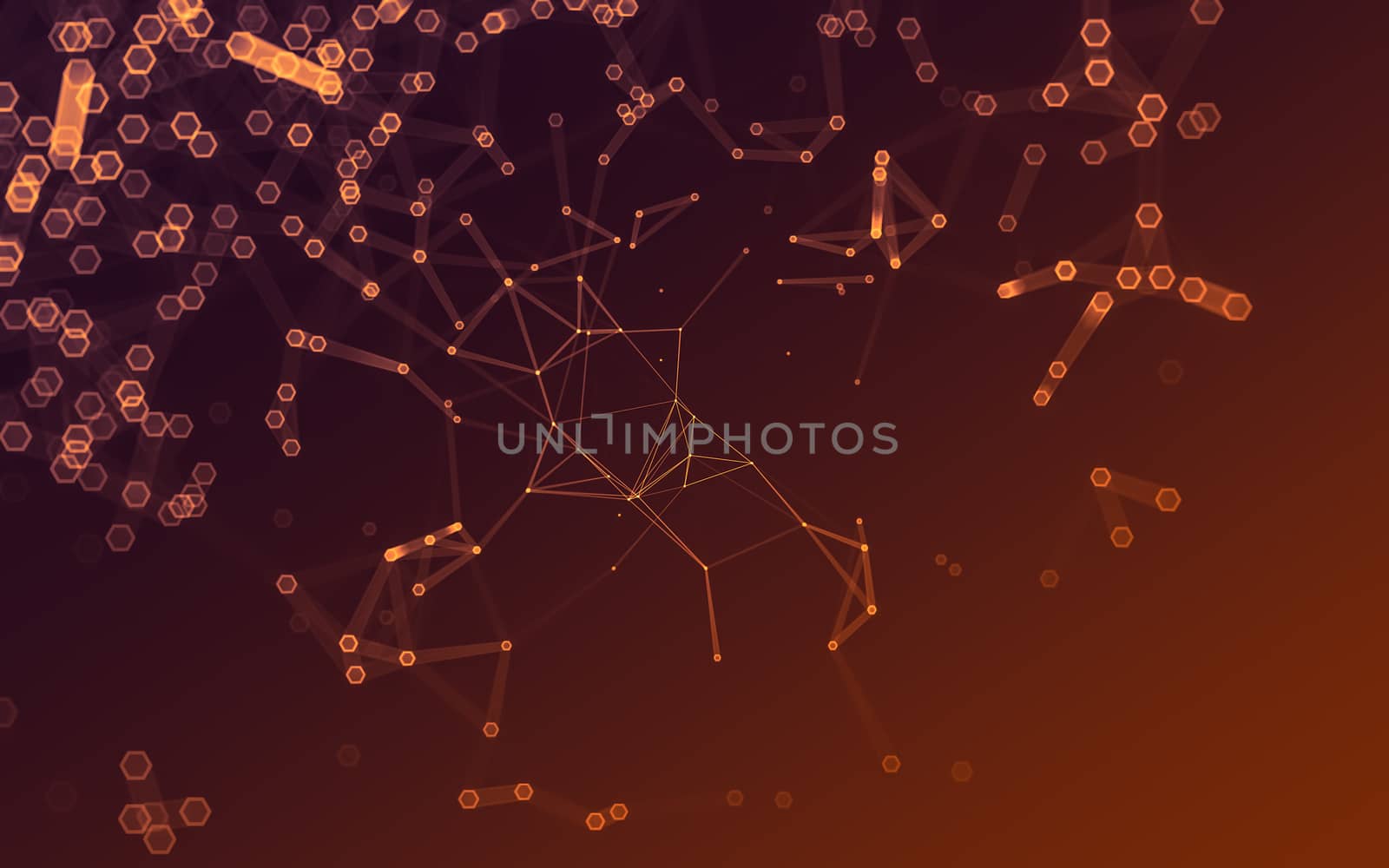 Abstract polygonal space low poly dark background with connecting dots and lines. Connection structure. 3d rendering