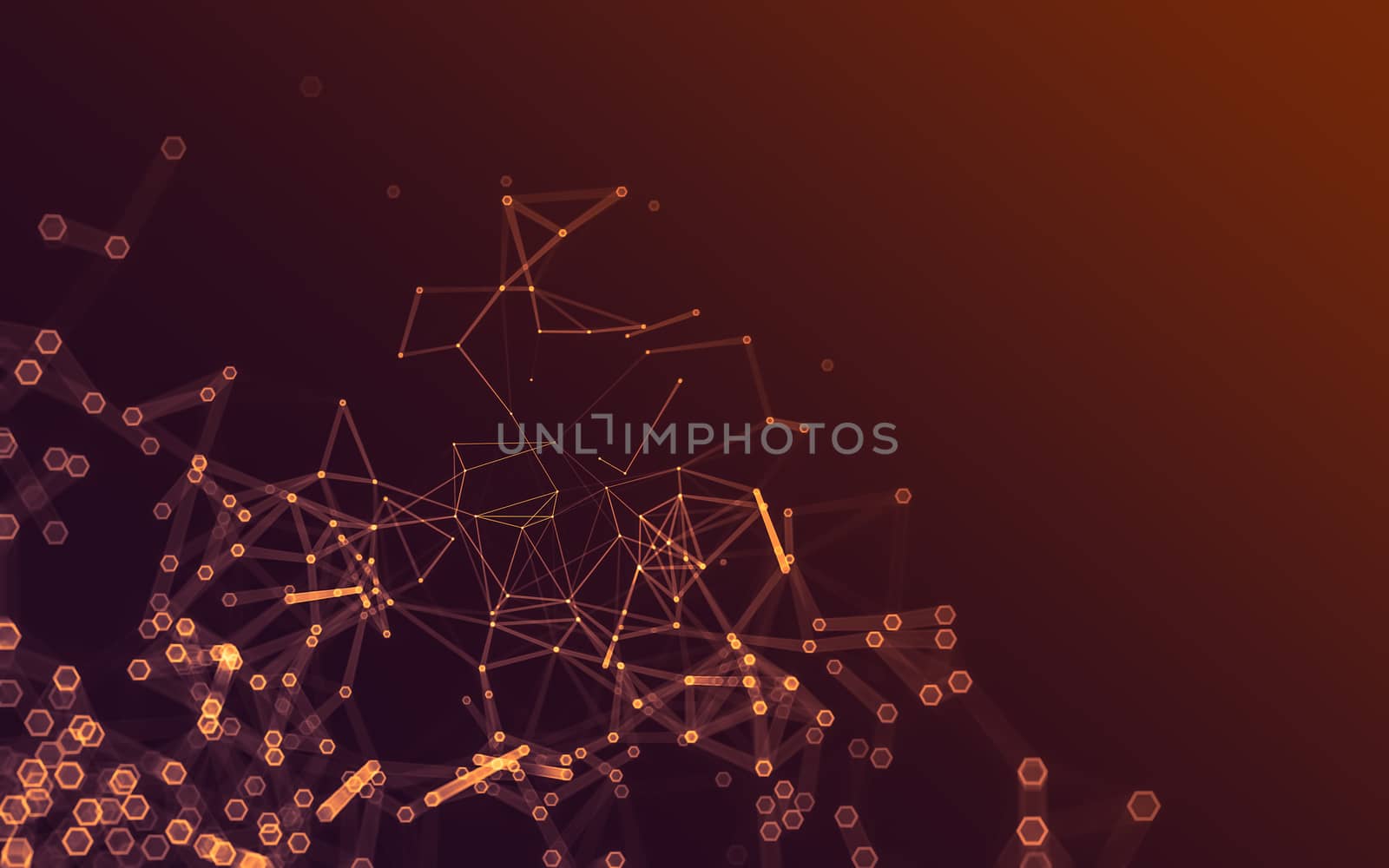 Abstract polygonal space low poly dark background with connecting dots and lines. Connection structure. 3d rendering