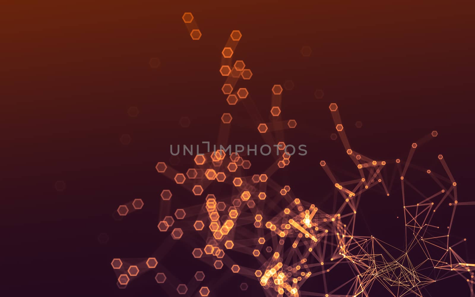 Abstract polygonal space low poly dark background with connecting dots and lines. Connection structure. 3d rendering