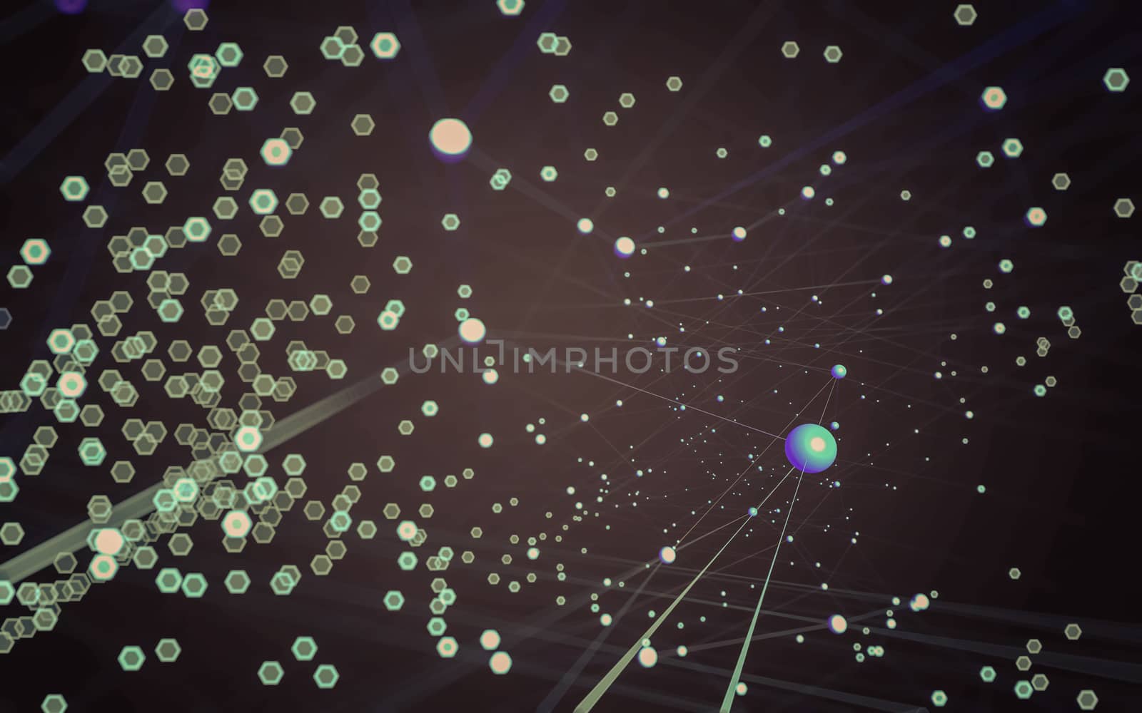 Abstract polygonal space low poly dark background, 3d rendering by teerawit