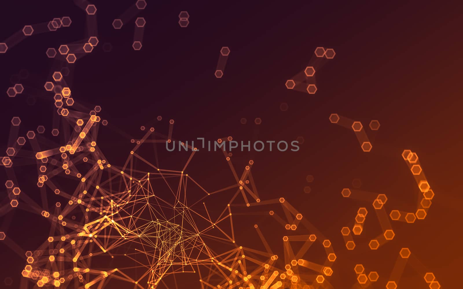 Abstract polygonal space low poly dark background with connecting dots and lines. Connection structure. 3d rendering