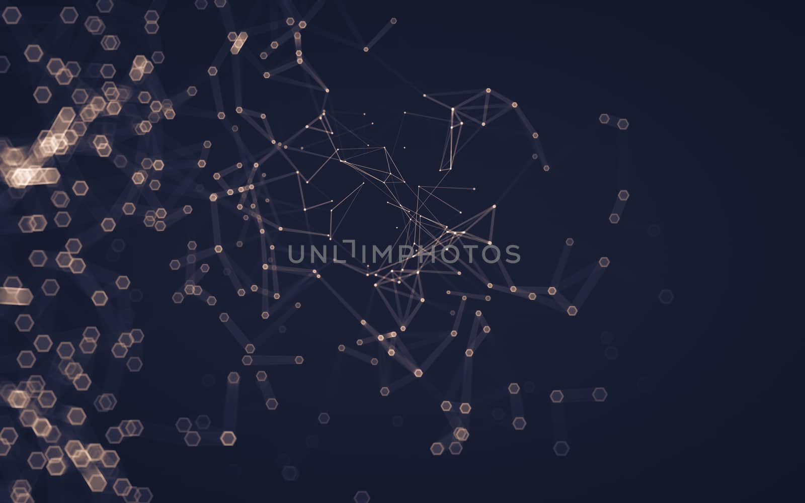 Abstract polygonal space low poly dark background with connecting dots and lines. Connection structure. 3d rendering