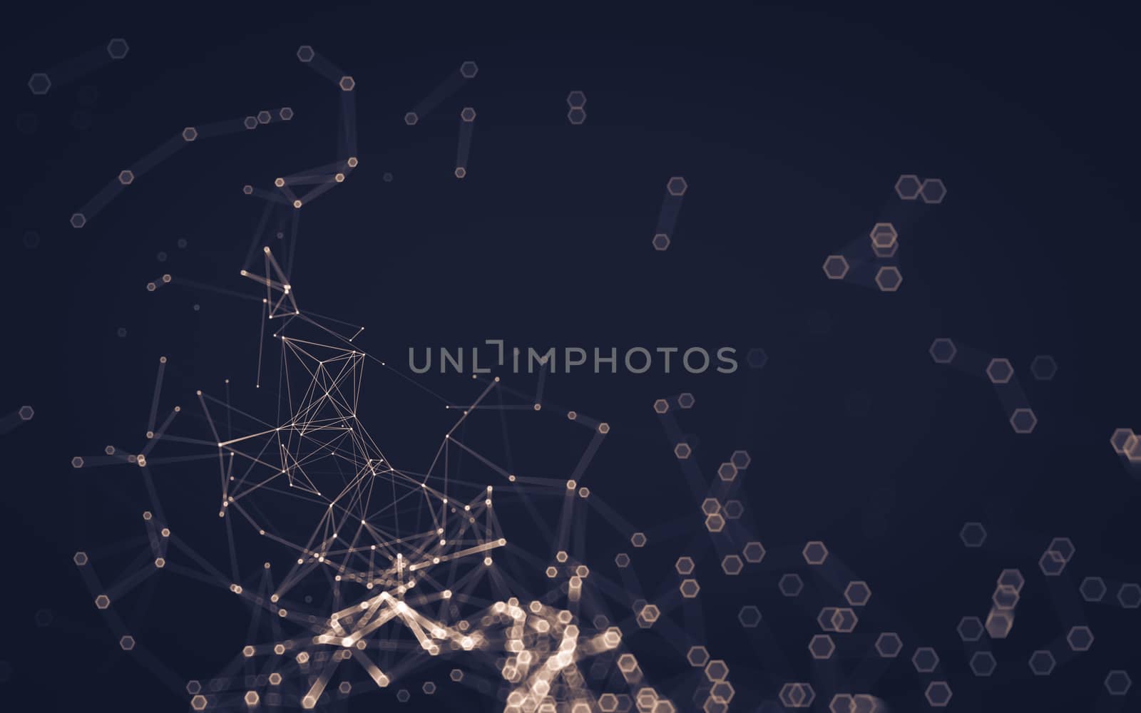 Abstract polygonal space low poly dark background with connecting dots and lines. Connection structure. 3d rendering