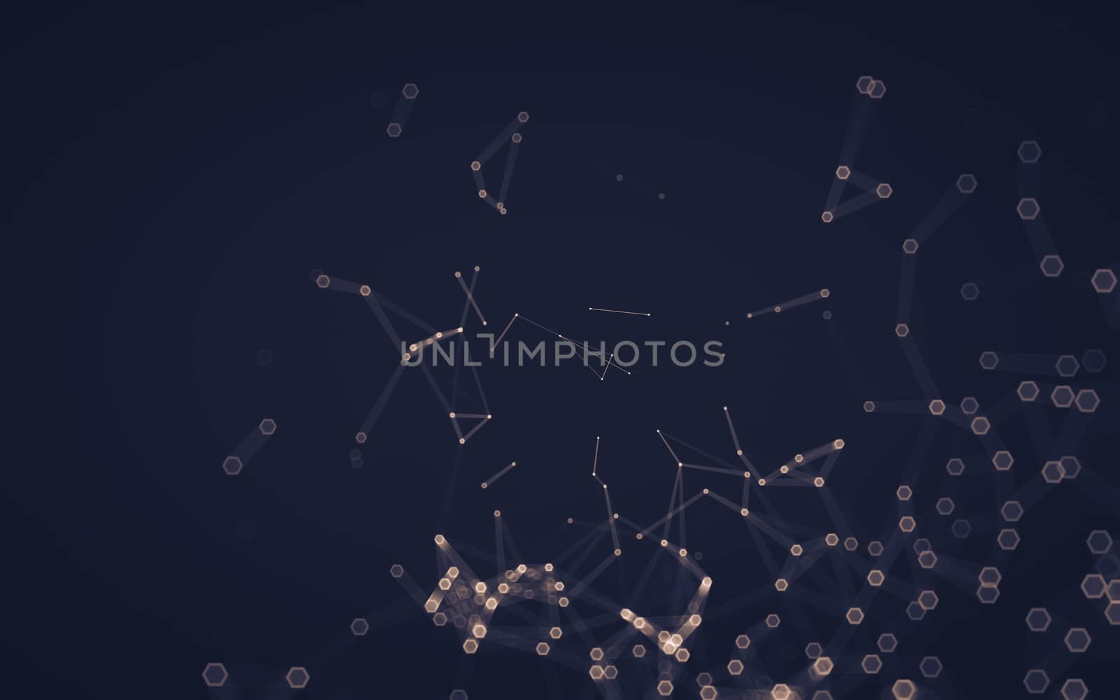 Abstract polygonal space low poly dark background with connecting dots and lines. Connection structure. 3d rendering