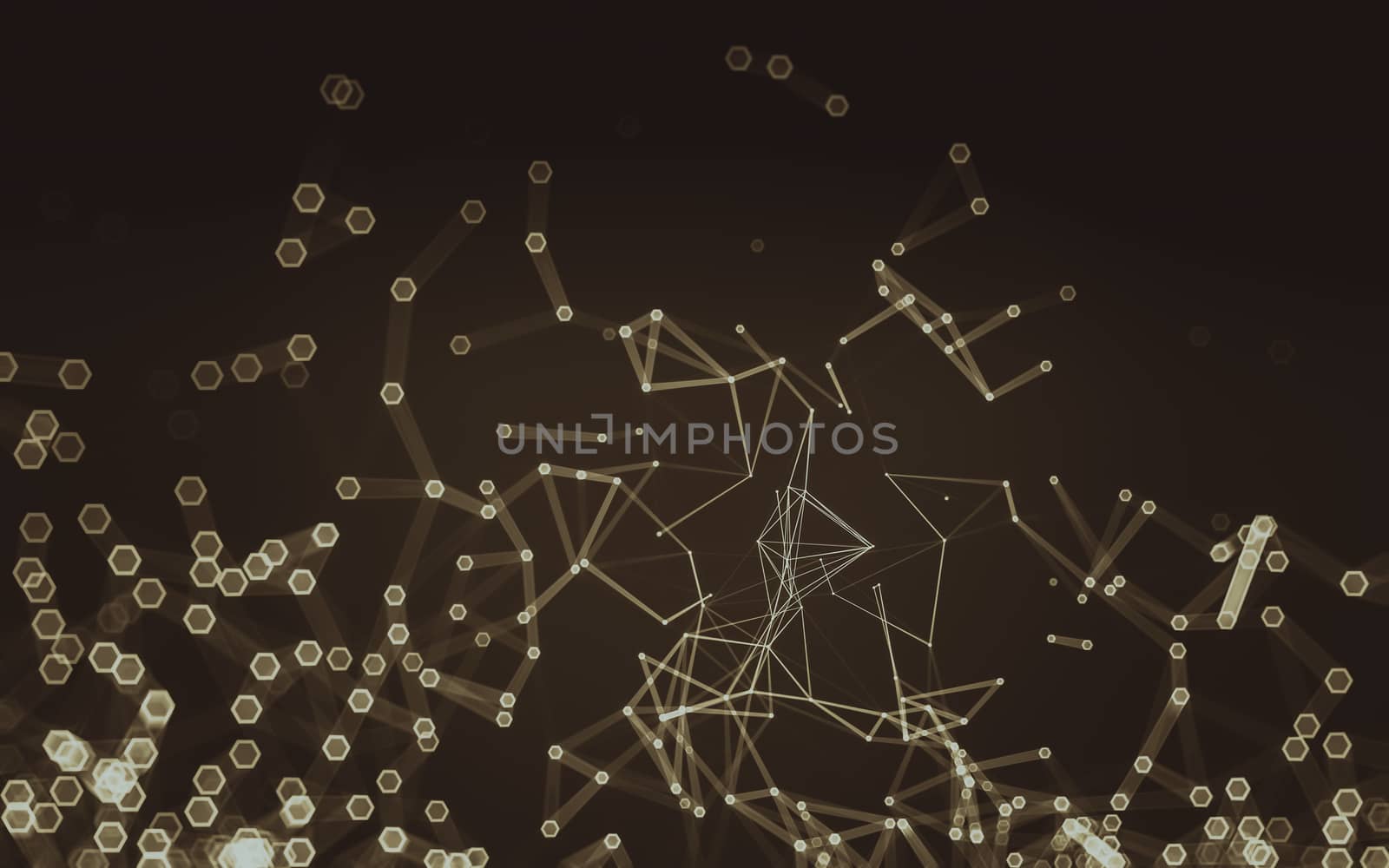 Abstract polygonal space low poly dark background with connecting dots and lines. Connection structure. 3d rendering