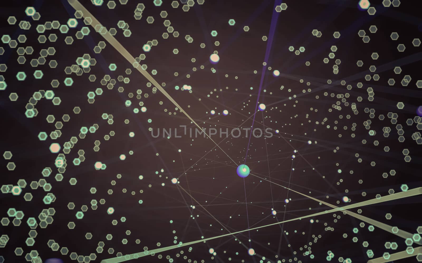 Abstract polygonal space low poly dark background with connecting dots and lines. Connection structure. 3d rendering