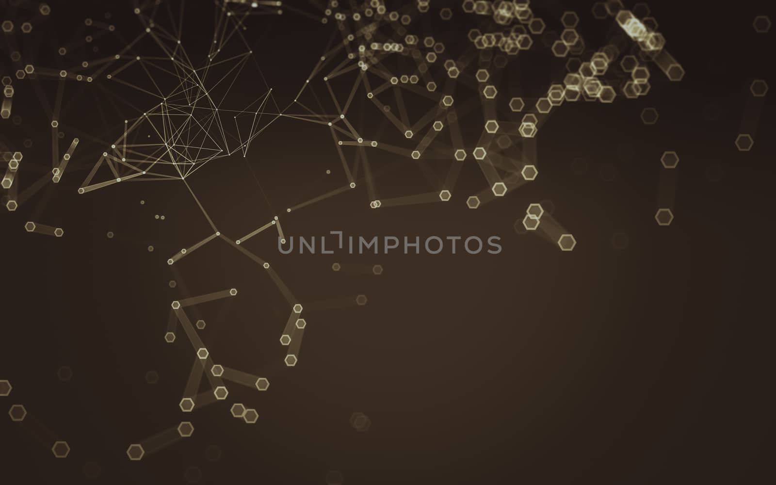 Abstract polygonal space low poly dark background with connecting dots and lines. Connection structure. 3d rendering