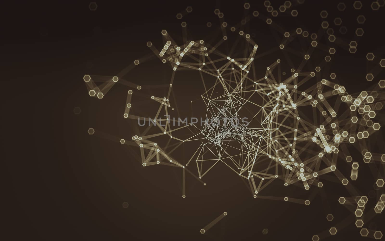 Abstract polygonal space low poly dark background with connecting dots and lines. Connection structure. 3d rendering