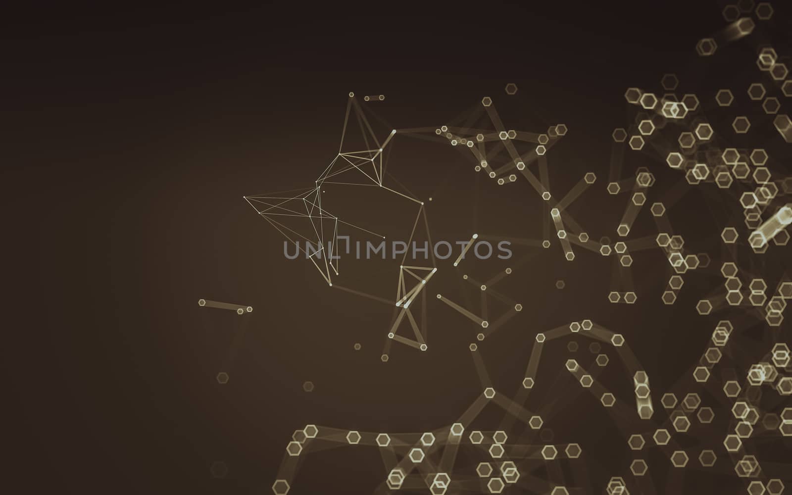 Abstract polygonal space low poly dark background, 3d rendering by teerawit