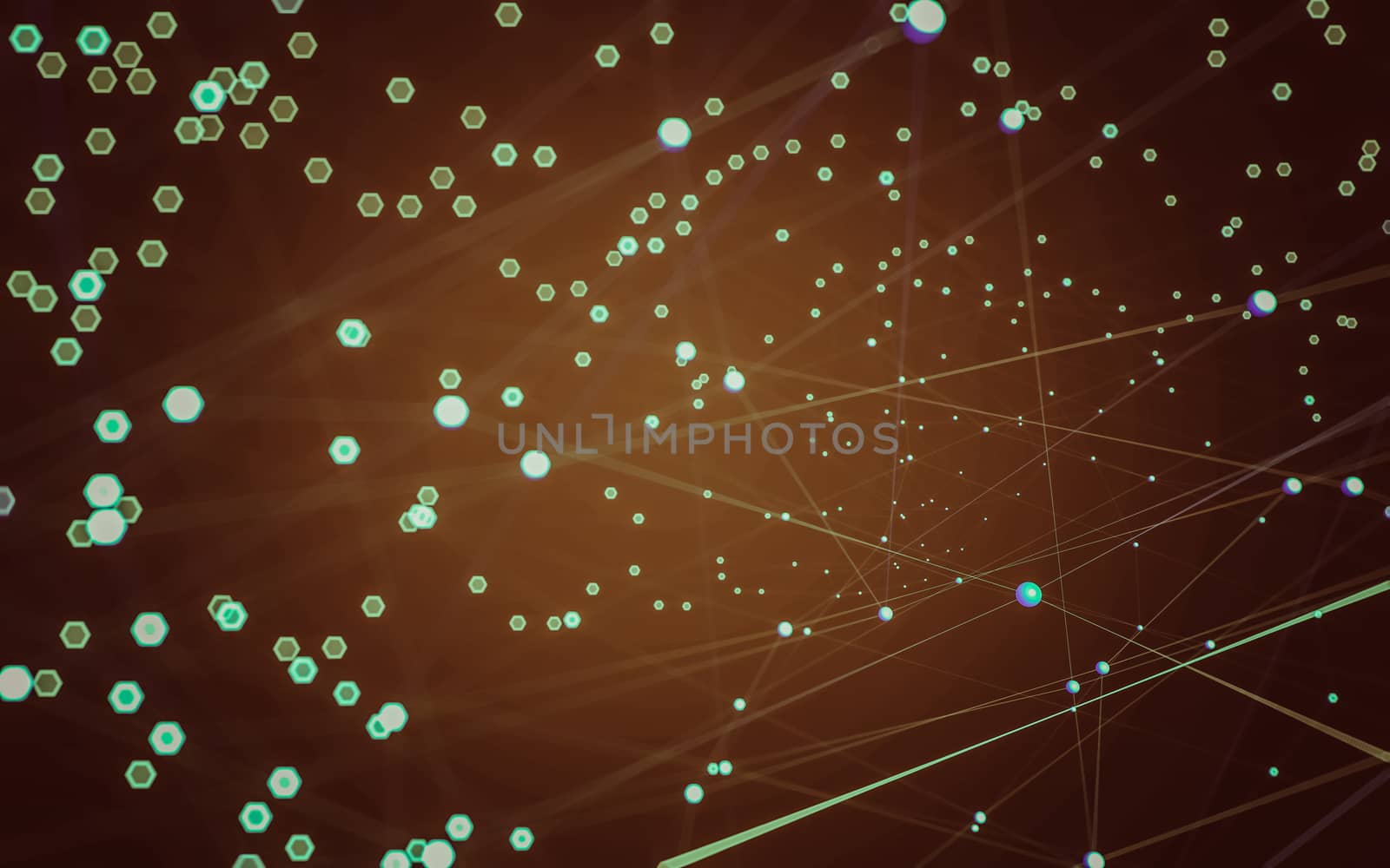 Abstract polygonal space low poly dark background with connecting dots and lines. Connection structure. 3d rendering