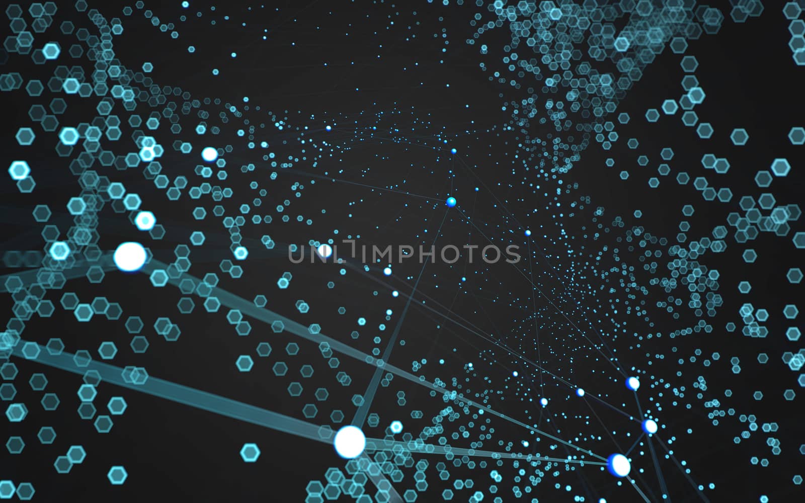 Abstract polygonal space low poly dark background with connecting dots and lines. Connection structure. 3d rendering