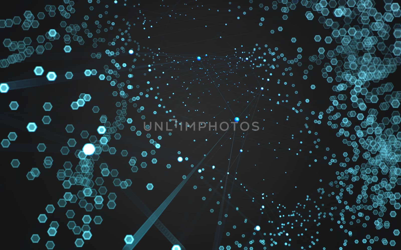 Abstract polygonal space low poly dark background with connecting dots and lines. Connection structure. 3d rendering