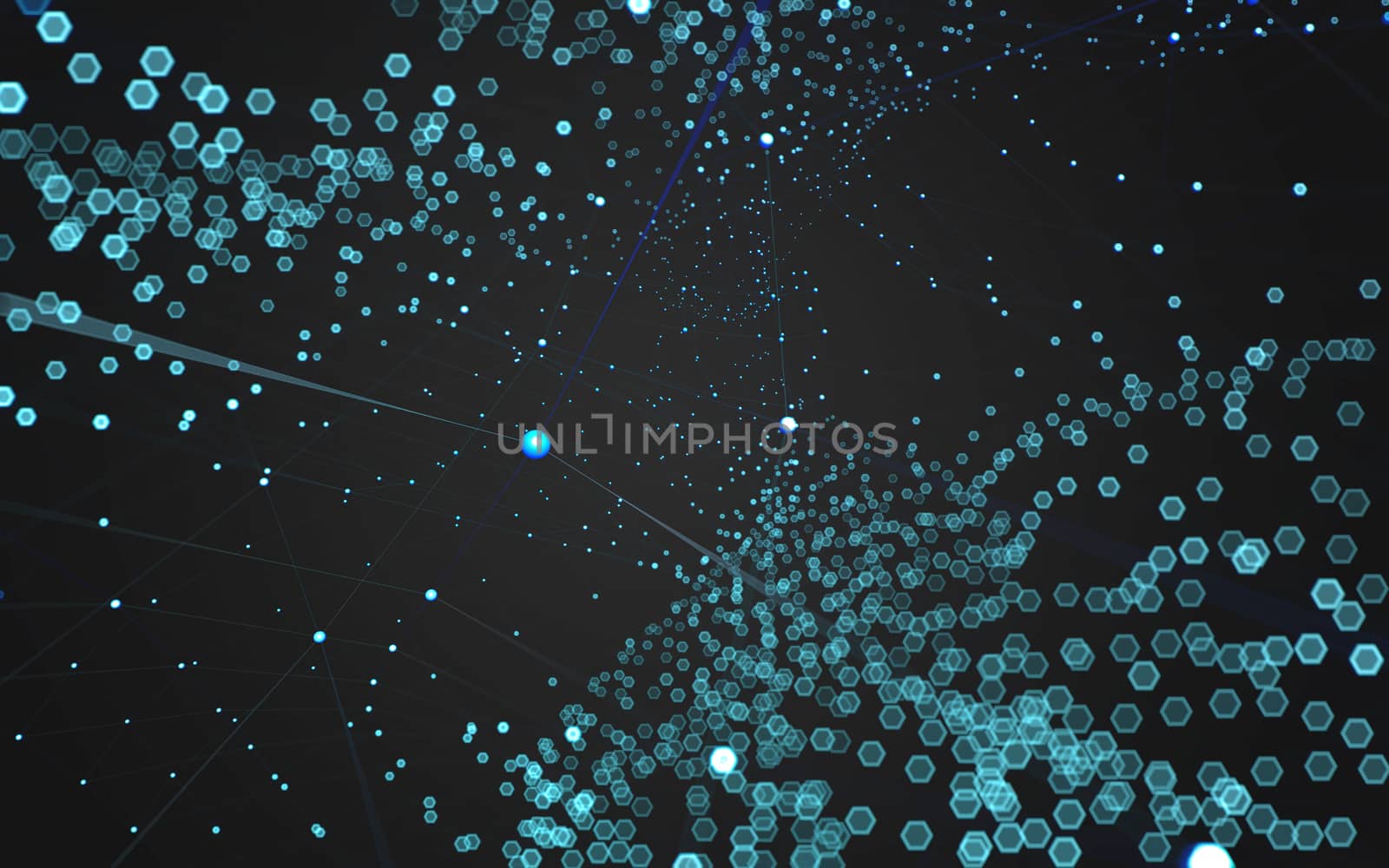 Abstract polygonal space low poly dark background with connecting dots and lines. Connection structure. 3d rendering