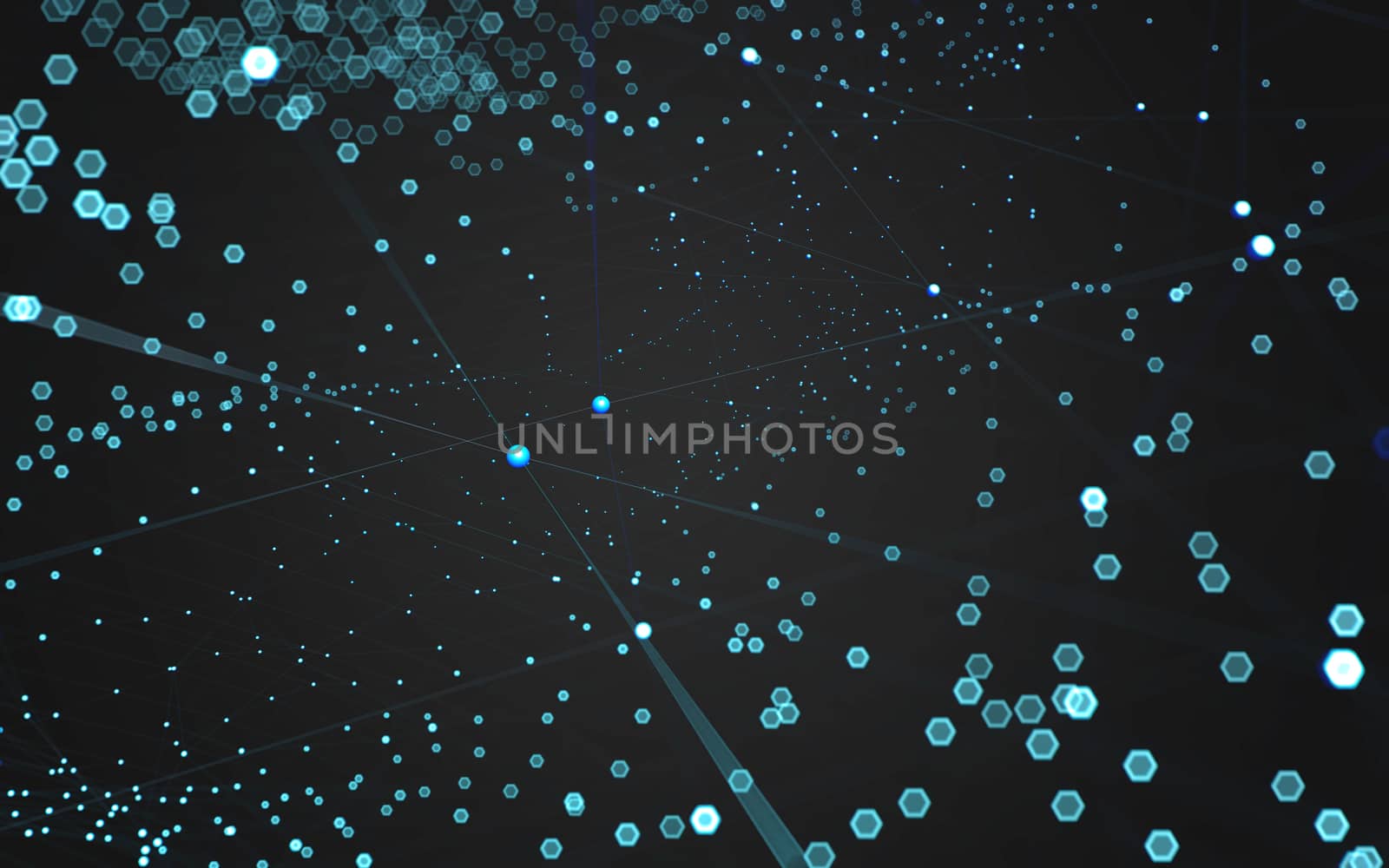 Abstract polygonal space low poly dark background with connecting dots and lines. Connection structure. 3d rendering