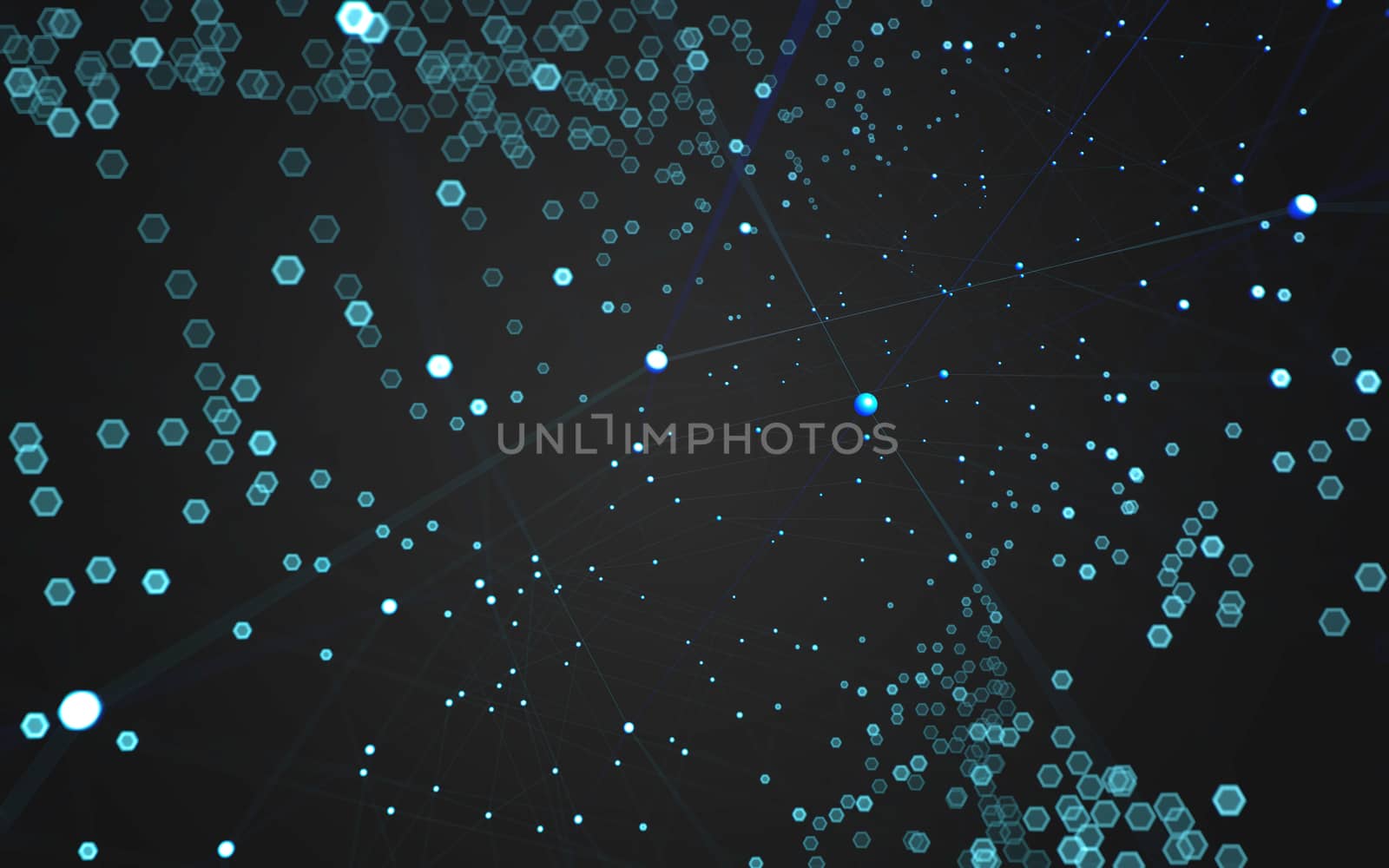 Abstract polygonal space low poly dark background with connecting dots and lines. Connection structure. 3d rendering