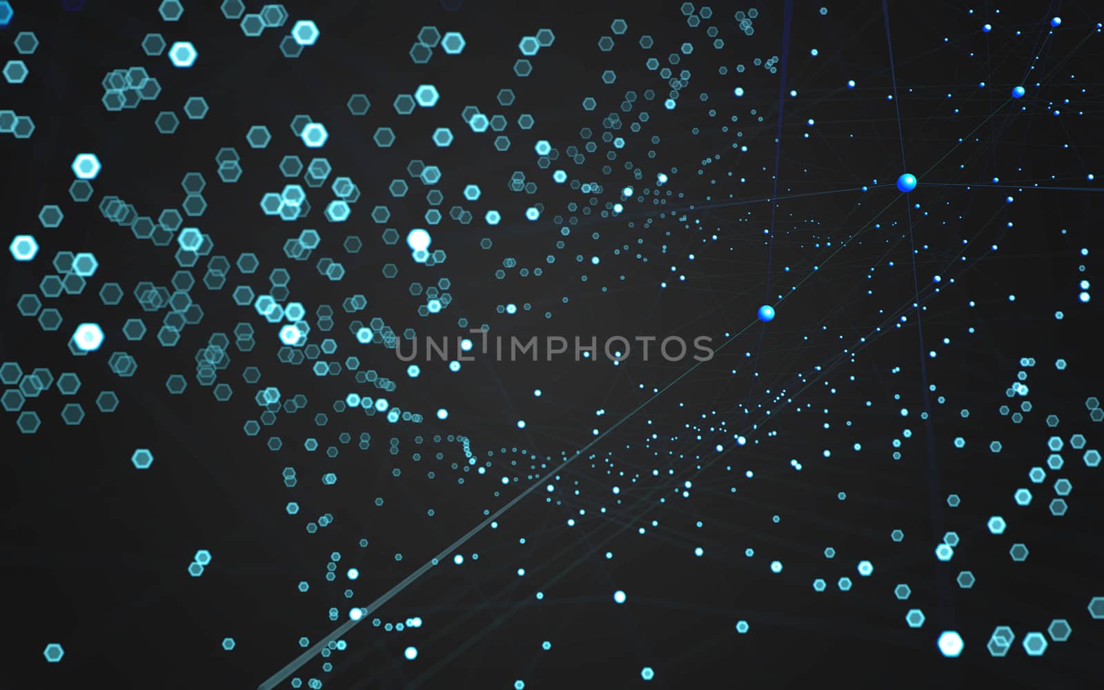 Abstract polygonal space low poly dark background with connecting dots and lines. Connection structure. 3d rendering