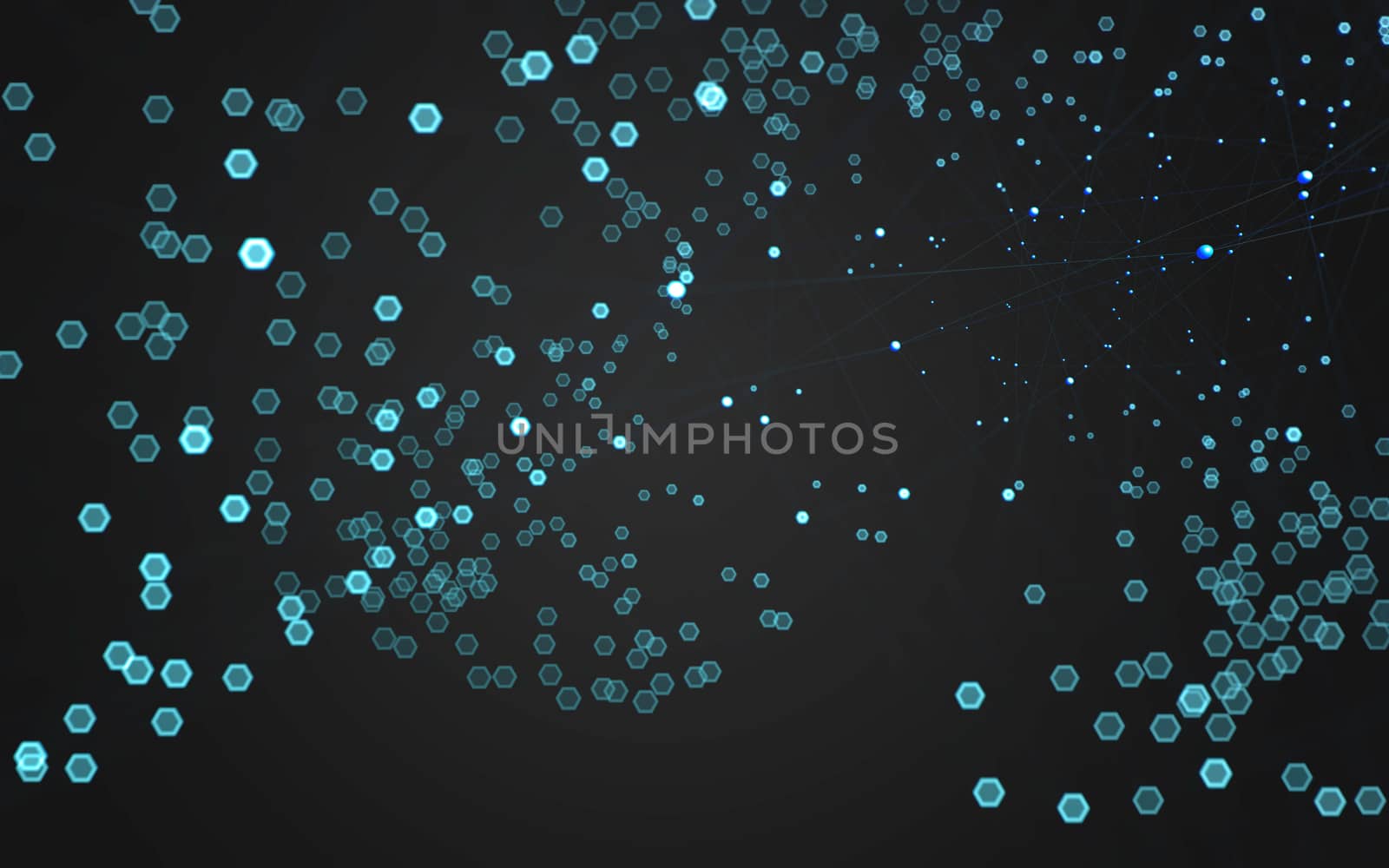 Abstract polygonal space low poly dark background with connecting dots and lines. Connection structure. 3d rendering