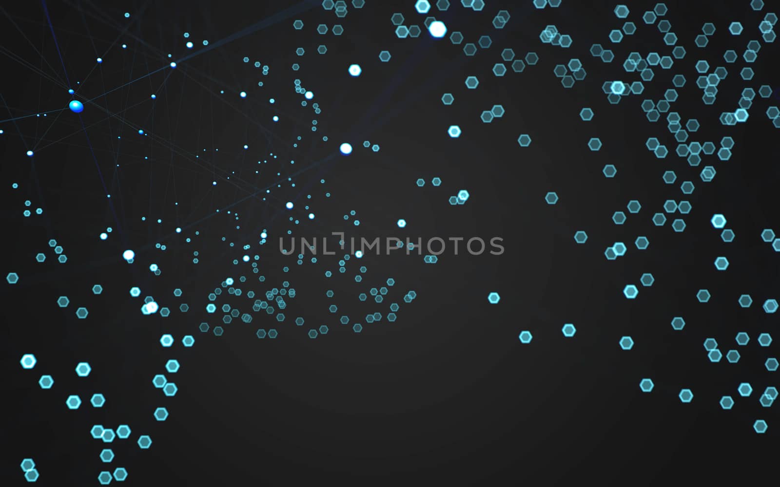 Abstract polygonal space low poly dark background, 3d rendering by teerawit